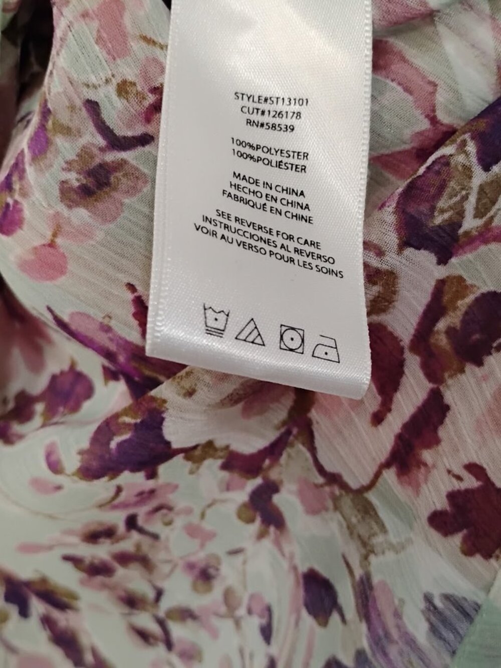 KUT from the Kloth Women's Mint Purple Floral Long Sleeve Button Front Blouse XL - Picture 5 of 5